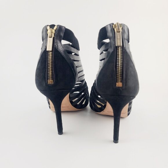 JIMMY CHOO Heels Black Gladiator Multistrap Caged Sandals Size 38 Retail $1050 - Picture 5 of 8